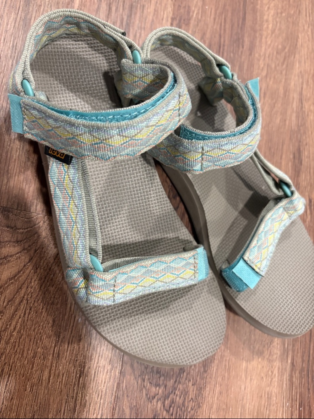 Teva Women's Teal and Gray Woven Strap Sandals